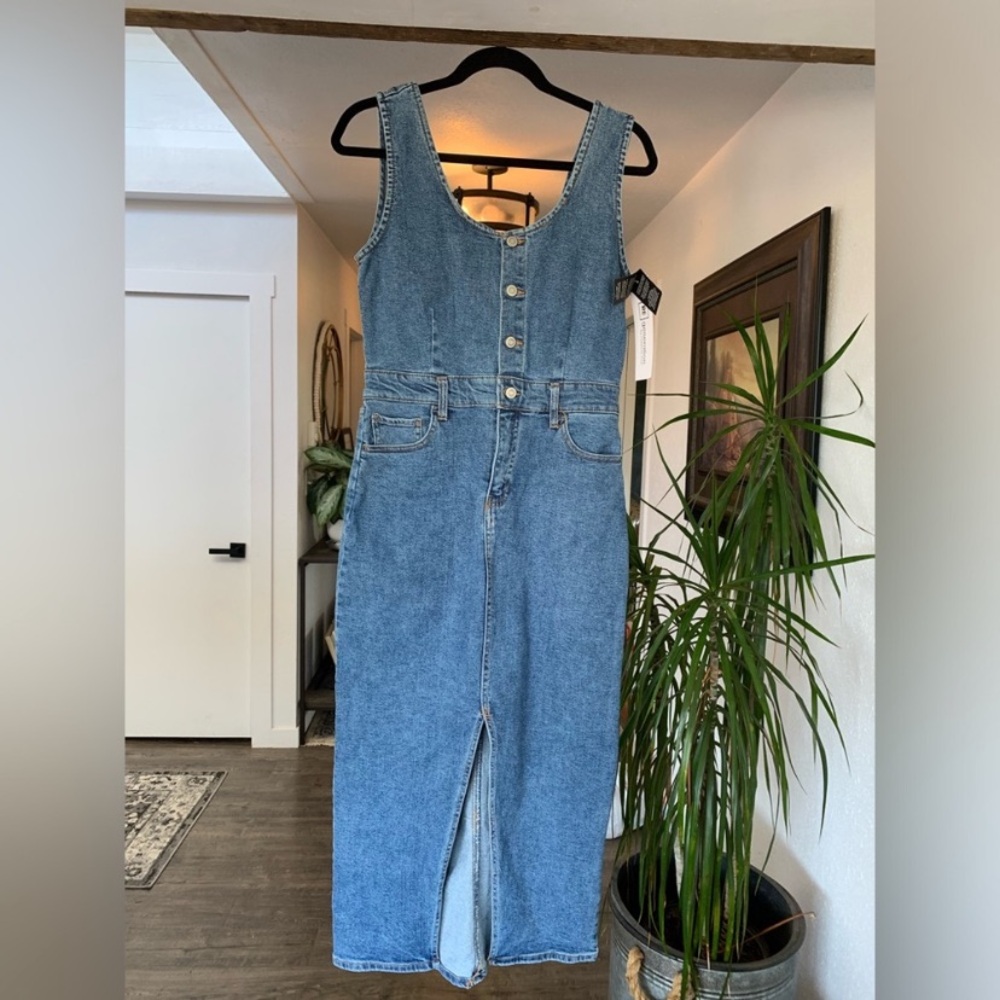 Regeneration Overall Denim Dress Sleeveless MIDI Women’s Medium NWT